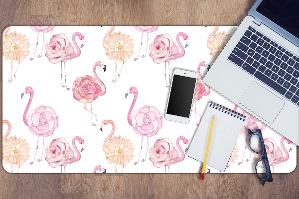 Full desk pad Flamingos and flowers