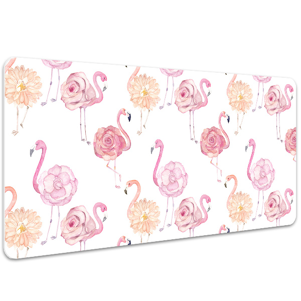Full desk pad Flamingos and flowers