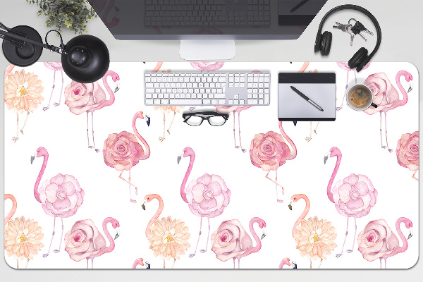 Full desk pad Flamingos and flowers