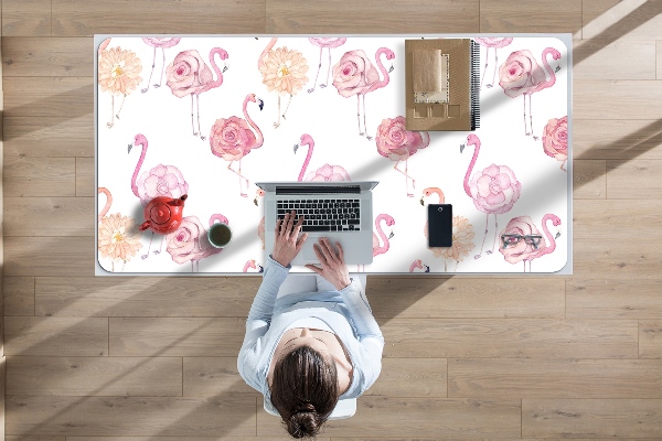 Full desk pad Flamingos and flowers