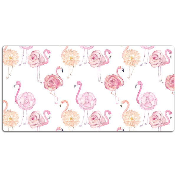 Full desk pad Flamingos and flowers