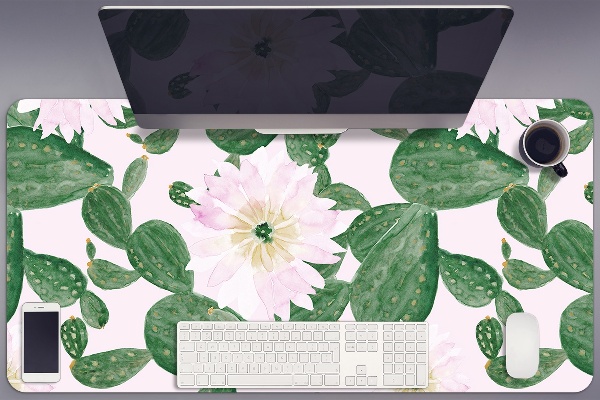 Full desk protector flowering cacti