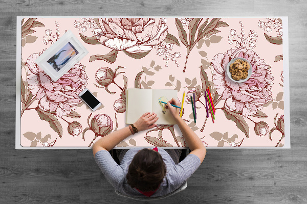 Full desk mat pink peonies