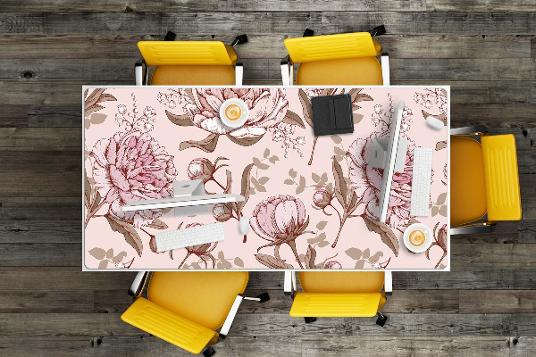 Full desk mat pink peonies