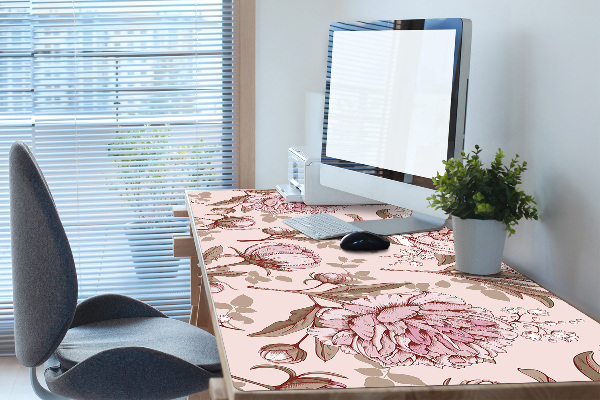Full desk mat pink peonies