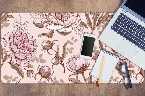 Full desk mat pink peonies