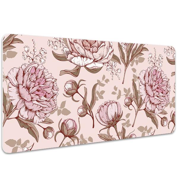 Full desk mat pink peonies