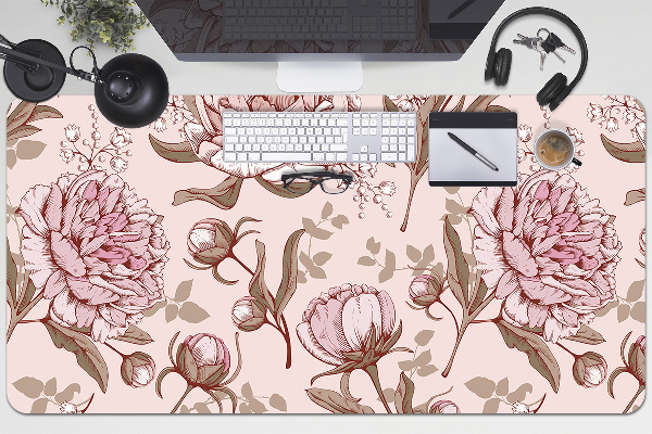 Full desk mat pink peonies