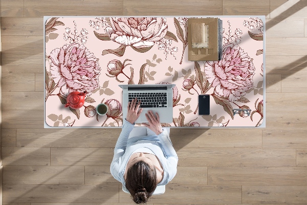 Full desk mat pink peonies