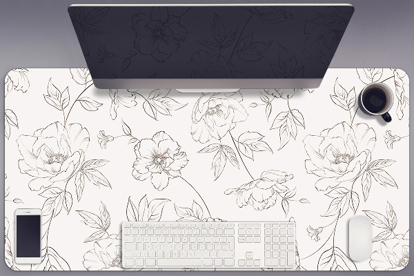 Desk mat sketched flowers