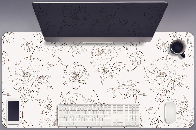 Desk mat sketched flowers