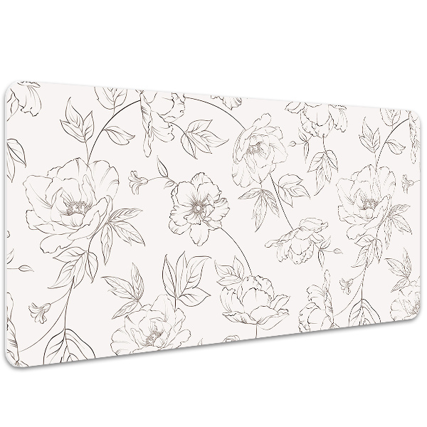 Desk mat sketched flowers