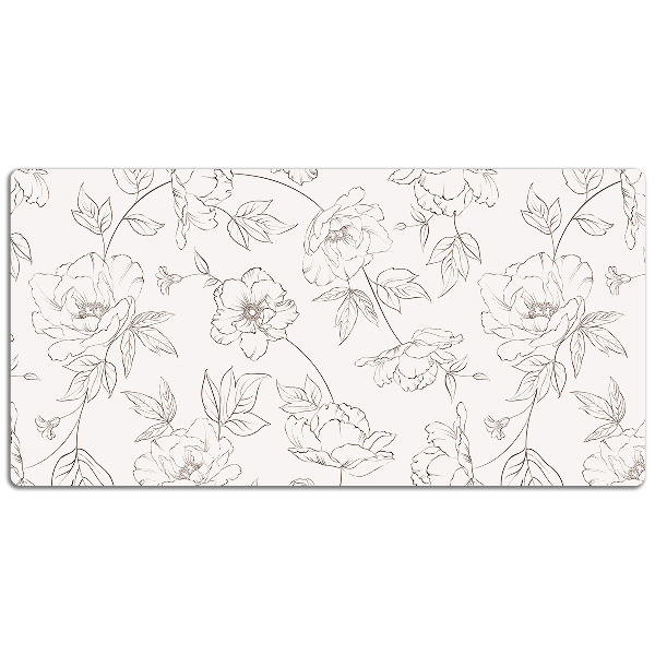 Desk mat sketched flowers