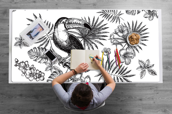 Full desk pad Tropical black and white