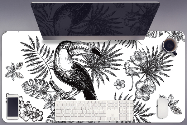 Full desk pad Tropical black and white