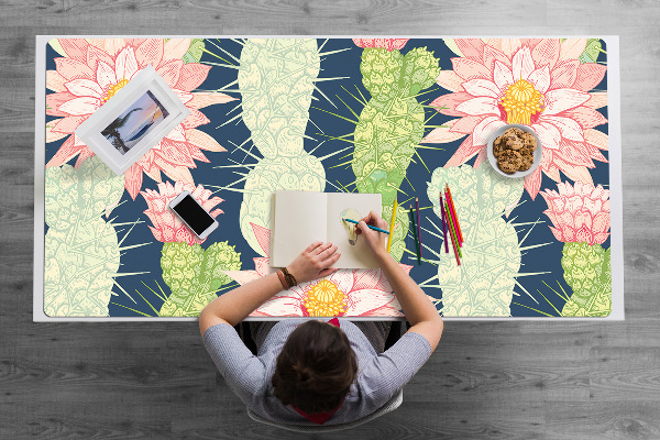 Full desk mat cactus flowers
