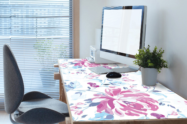 Full desk protector purple flowers