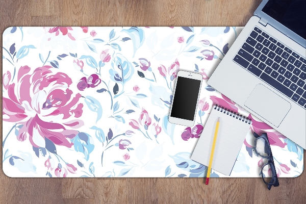 Full desk protector purple flowers