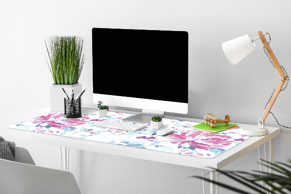 Full desk protector purple flowers