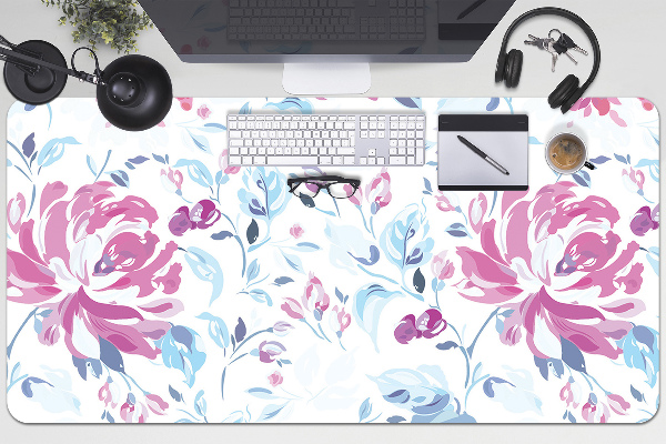 Full desk protector purple flowers