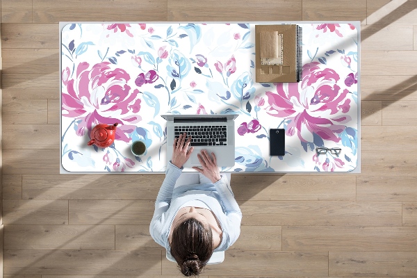 Full desk protector purple flowers