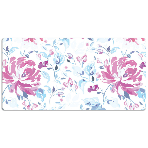 Full desk protector purple flowers