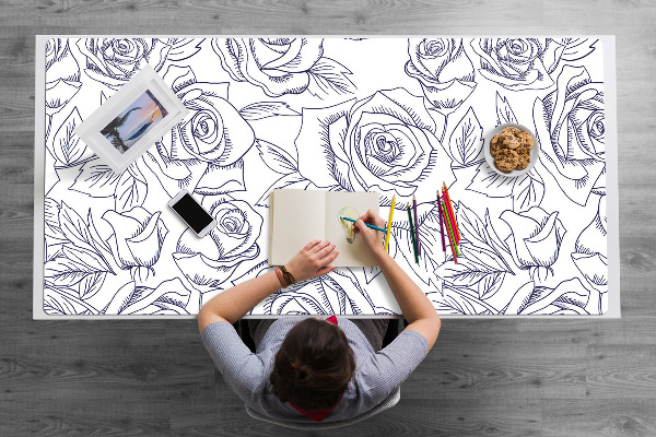 Desk pad blue roses