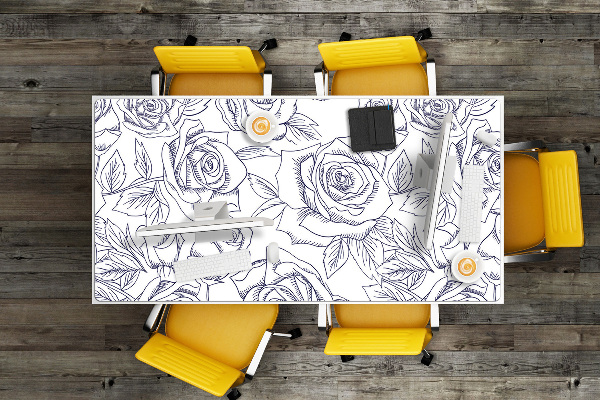 Desk pad blue roses