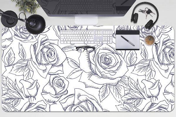 Desk pad blue roses