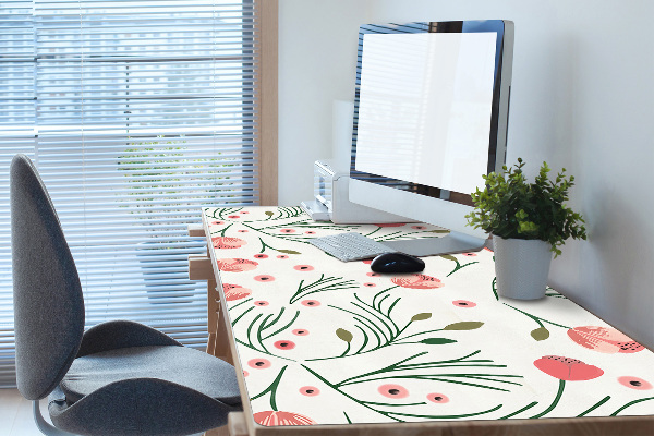 Large desk pad PVC protector Vintage poppies