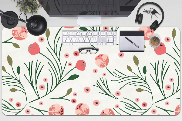 Large desk pad PVC protector Vintage poppies