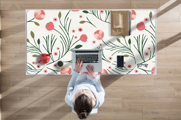Large desk pad PVC protector Vintage poppies
