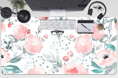 Large desk mat table protector painted poppies