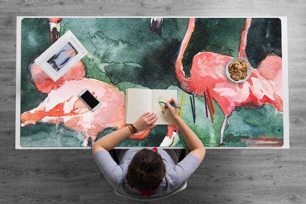 Full desk pad painted flamingos