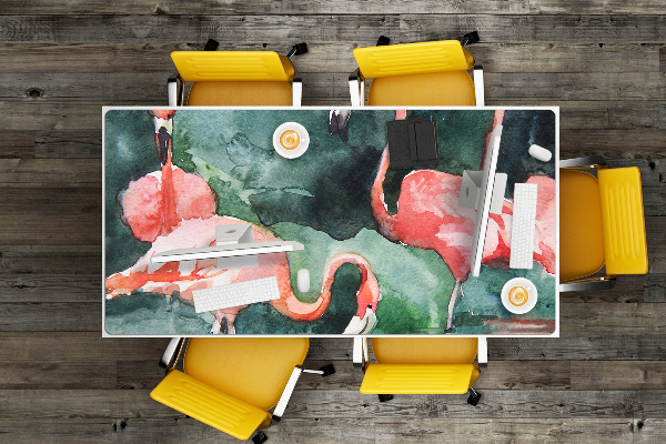 Full desk pad painted flamingos