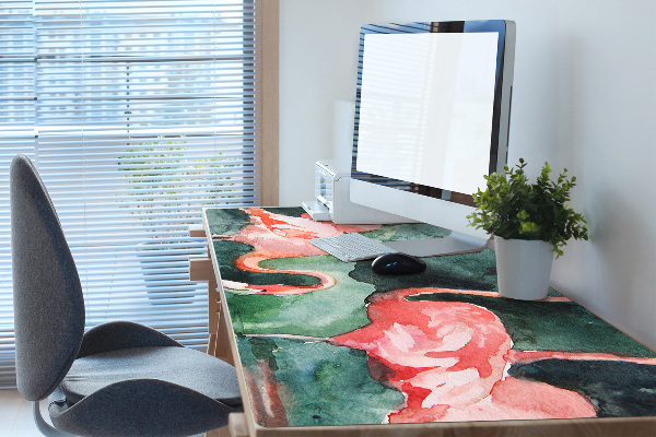 Full desk pad painted flamingos