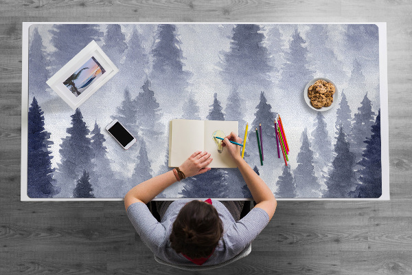 Large desk mat table protector forest landscape