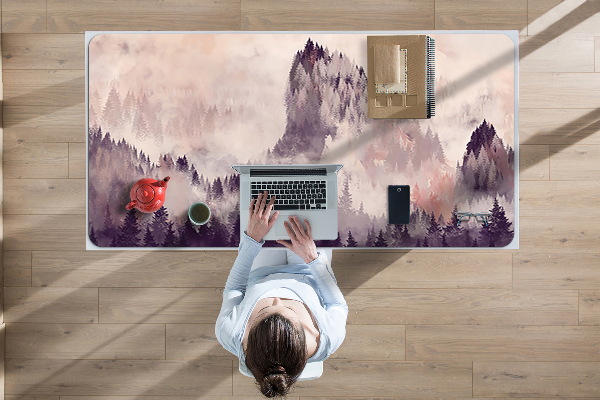 Large desk pad PVC protector Mountain forest