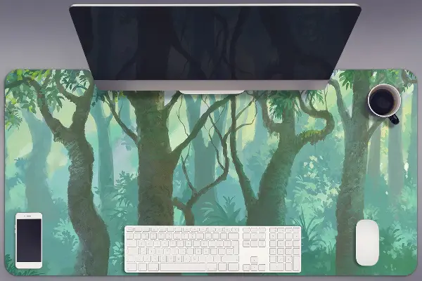 Large desk mat for children dark forest