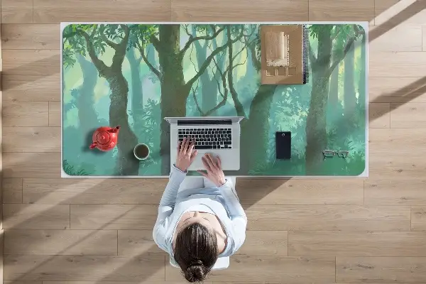 Large desk mat for children dark forest
