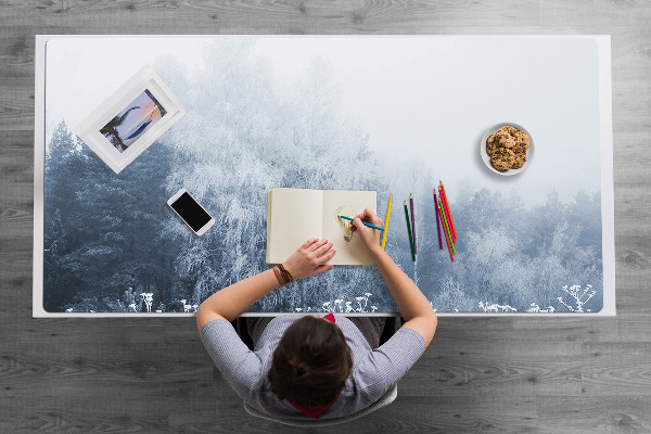 Large desk mat table protector Winter tree