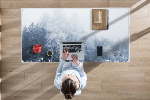 Large desk mat table protector Winter tree