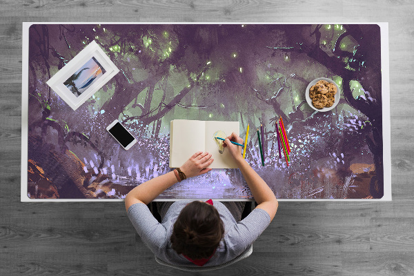 Large desk mat for children dark forest