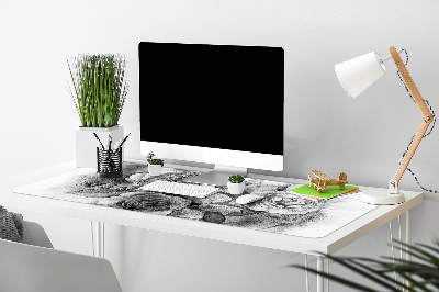 Full desk pad Black-and-white roses