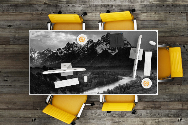 Large desk mat for children dark mountains