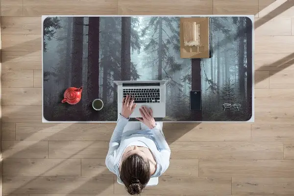 Large desk mat for children misty Forest
