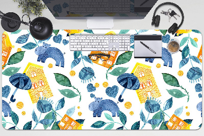 Full desk pad Hippos and houses