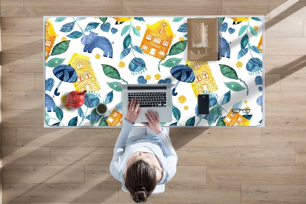 Full desk pad Hippos and houses