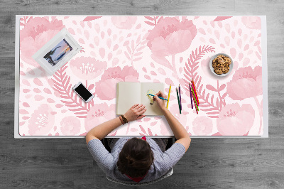 Large desk mat for children pink poppies