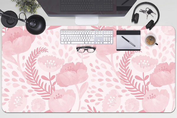 Large desk mat for children pink poppies